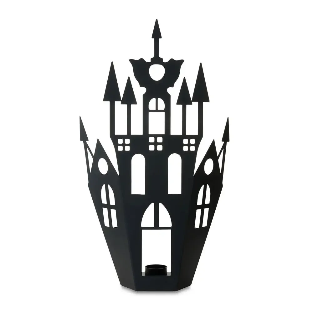 Black Metal Gothic Academy Haunted House Tealight Candle Holder Halloween Decor